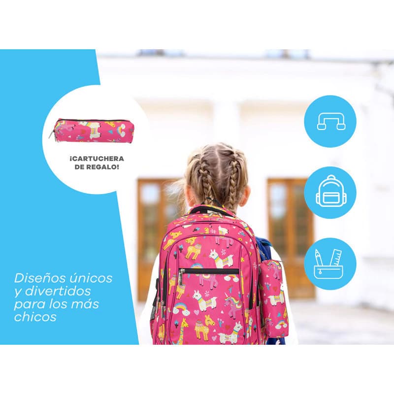 Mochila Escolar T-go Eb44 25l | Color Rosa Estampado