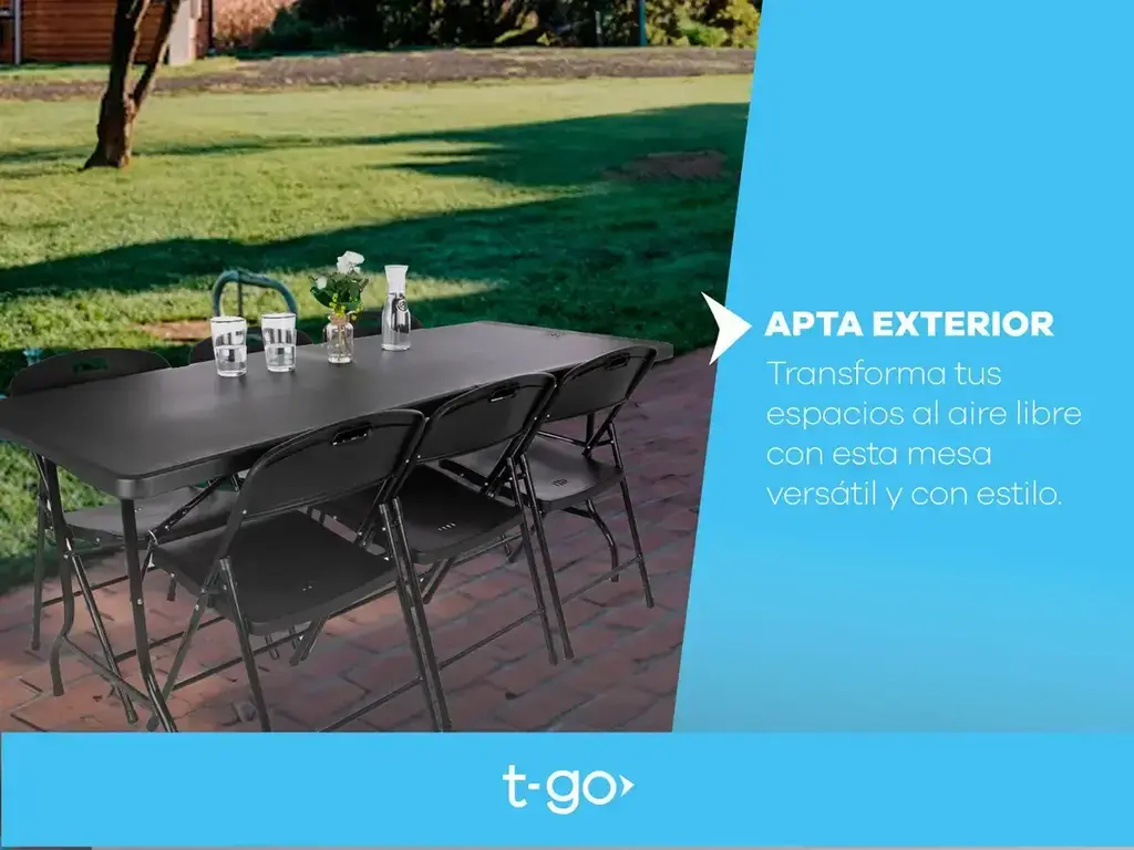 Mesa Plegable Rectangular 1.80 Mts T-GO Home | OUTLET