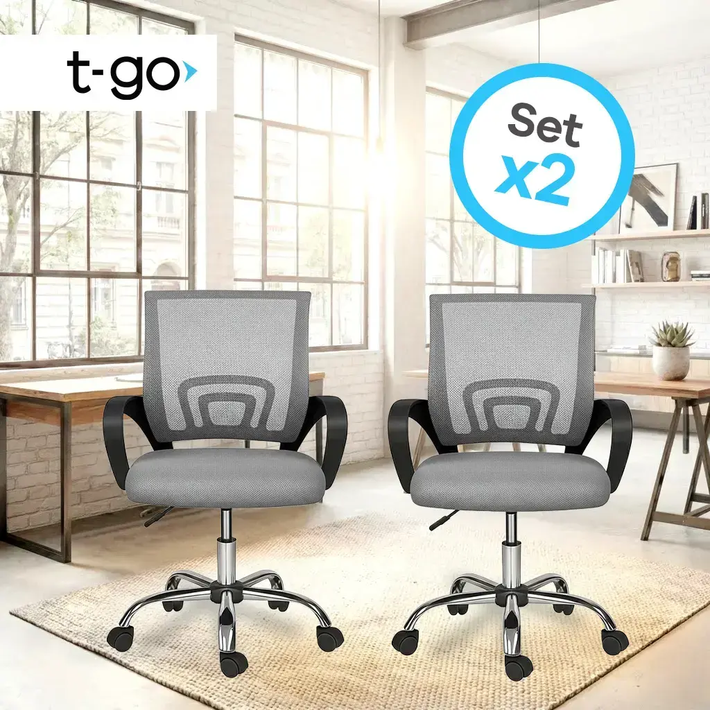 Combo de Sillas de Oficina Orion Ergonómicas | Tela Mesh | T-GO — Gris