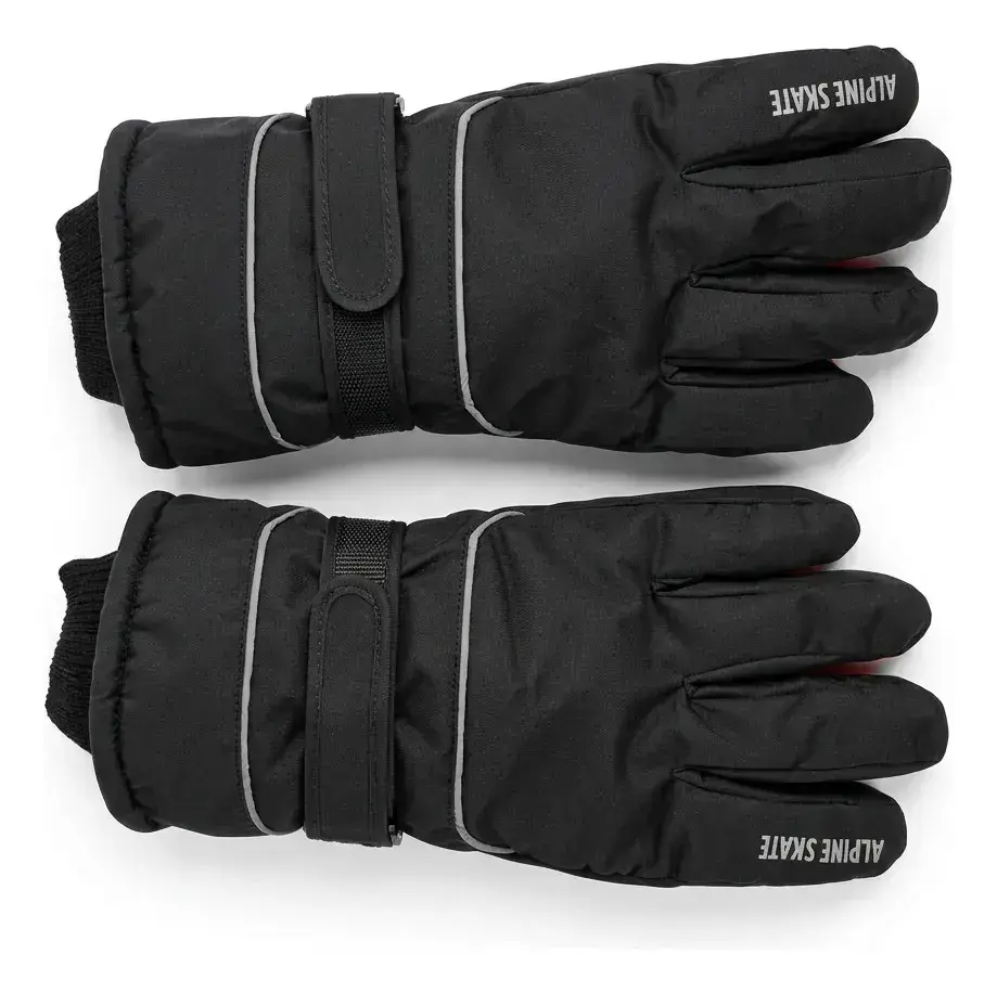 Guantes Nieve Ski Premium | Impermeables | Alpine Skate — Negro