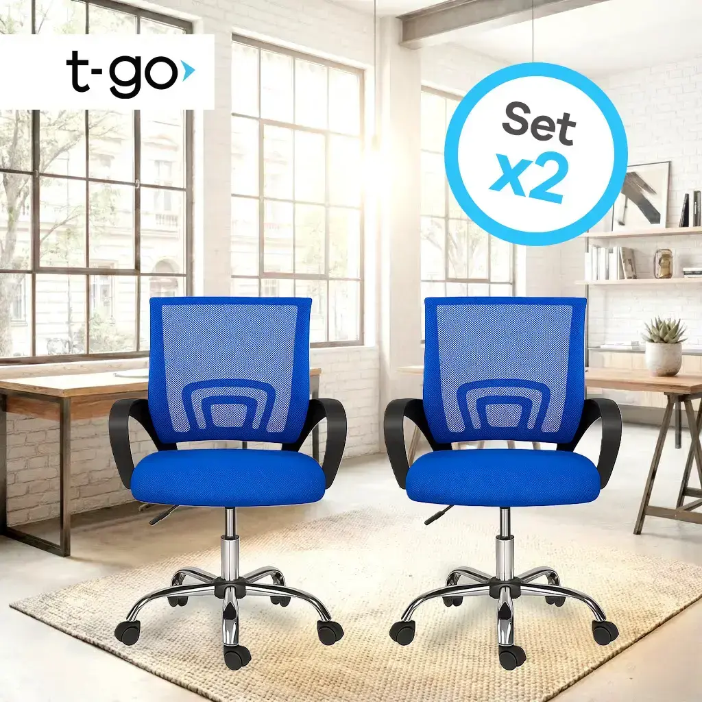 Combo de Sillas de Oficina Orion Ergonómicas | Tela Mesh | T-GO — Azul