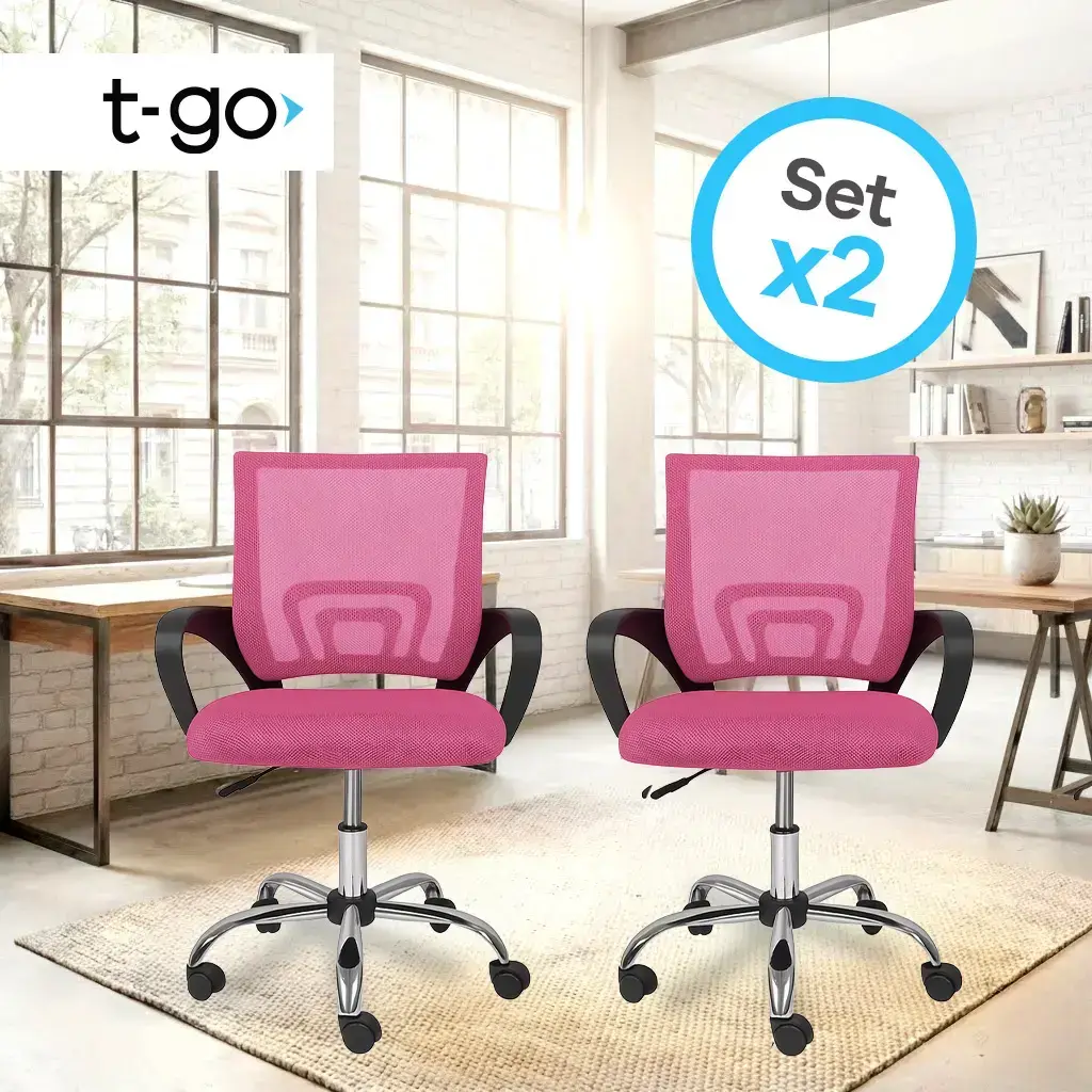 Combo de Sillas de Oficina Orion Ergonómicas | Tela Mesh | T-GO — Rosa