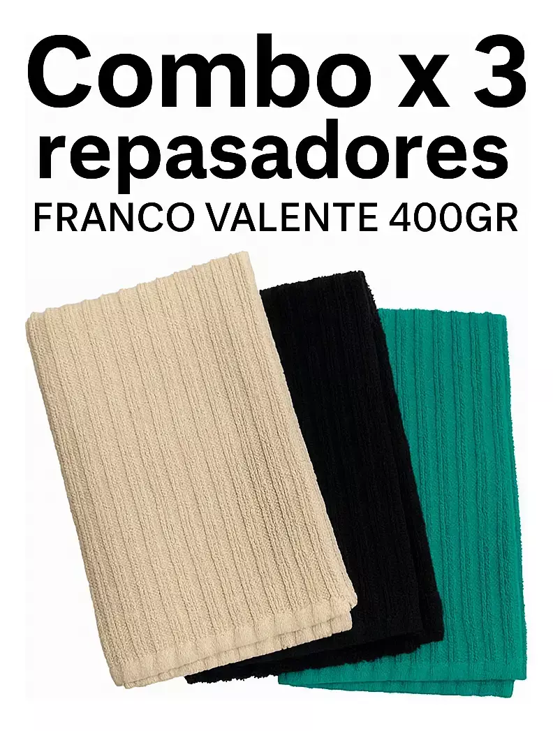 Set de Repasadores de algodón Franco Valente por 3 unidades