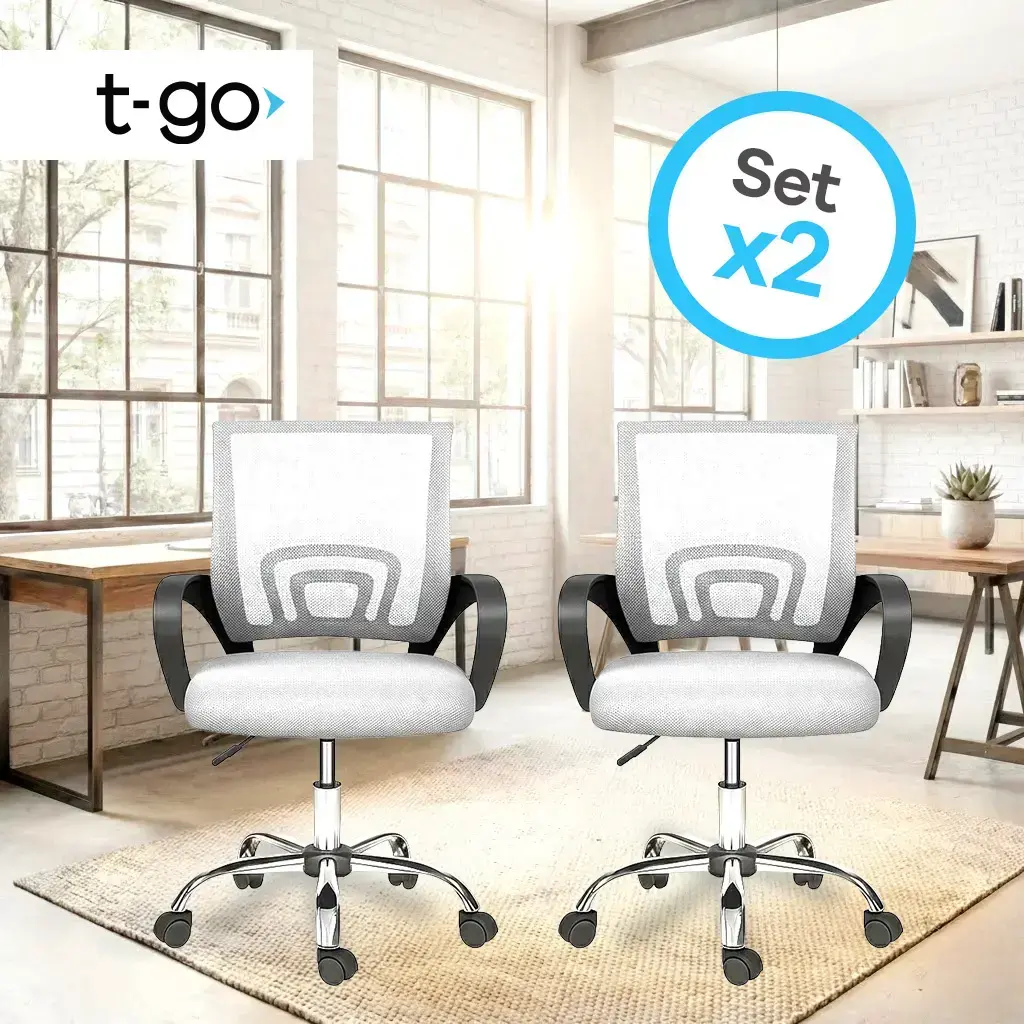 Combo de Sillas de Oficina Orion Ergonómicas | Tela Mesh | T-GO — Blanca