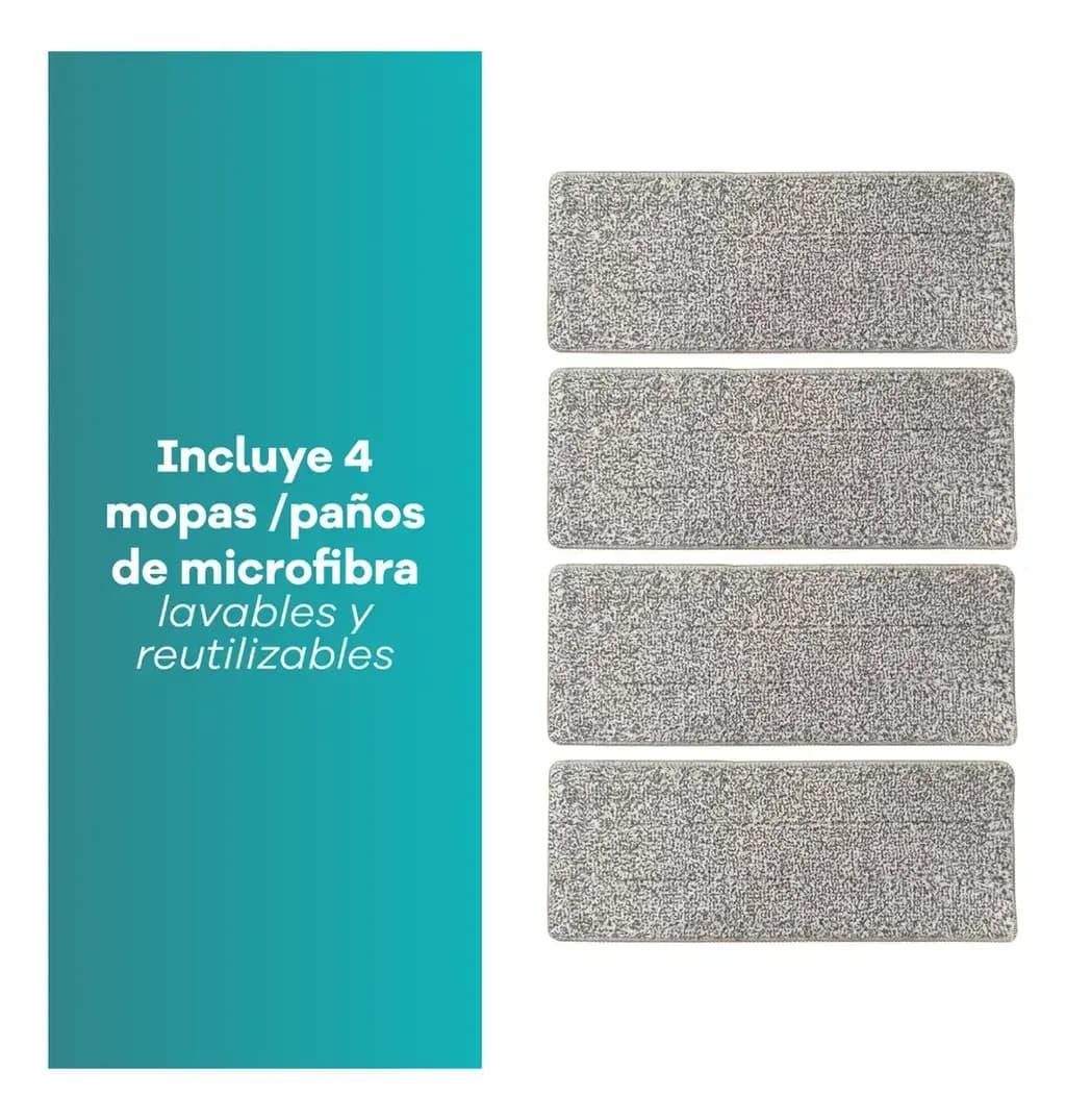 Pack x4 Repuestos Mopa Plana Microfibra | Balde Escurridor