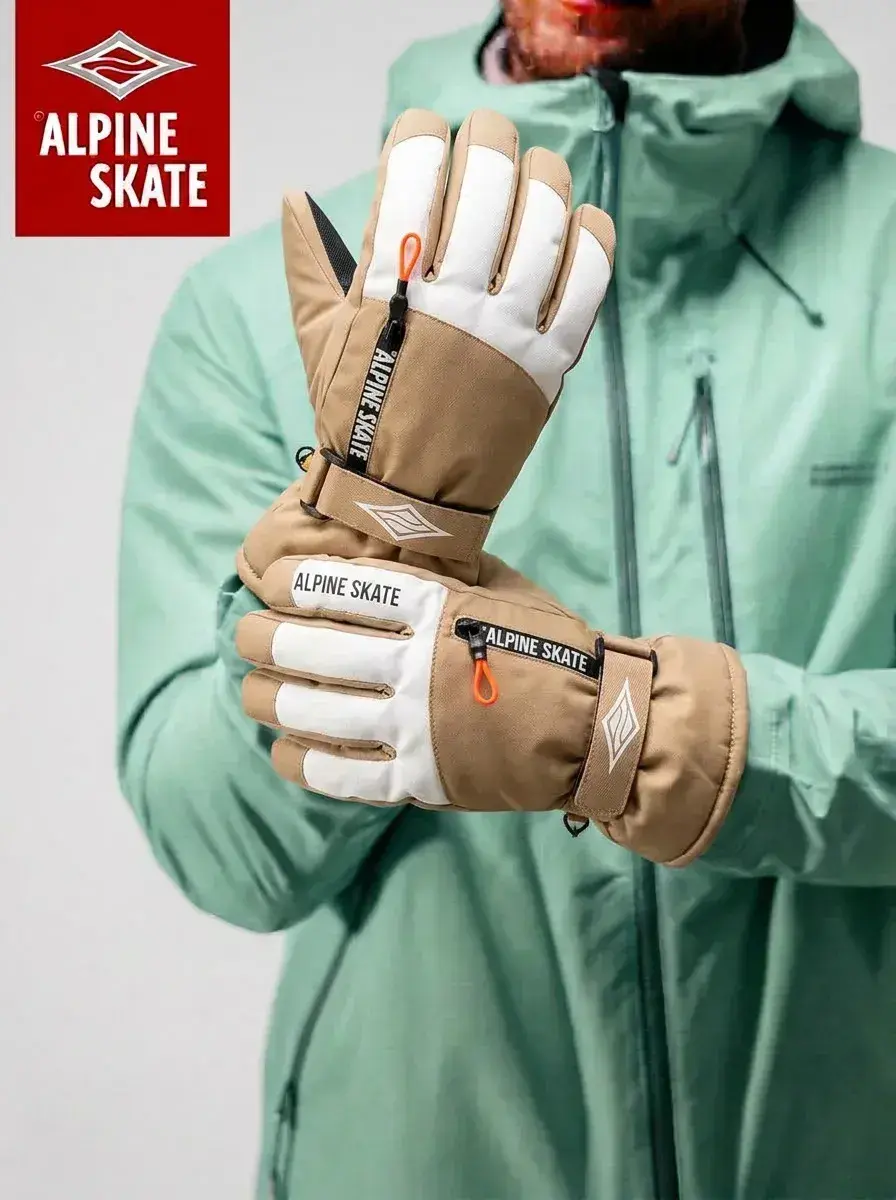 Guantes Nieve Impermeables con Bolsillo | Alpine Skate — Camel