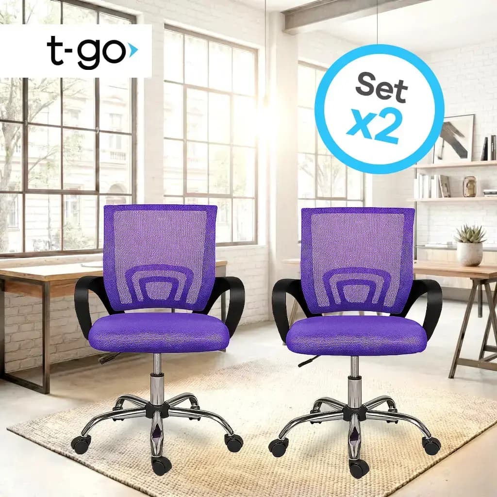 Combo de Sillas de Oficina Orion Ergonómicas | Tela Mesh | T-GO — Violeta