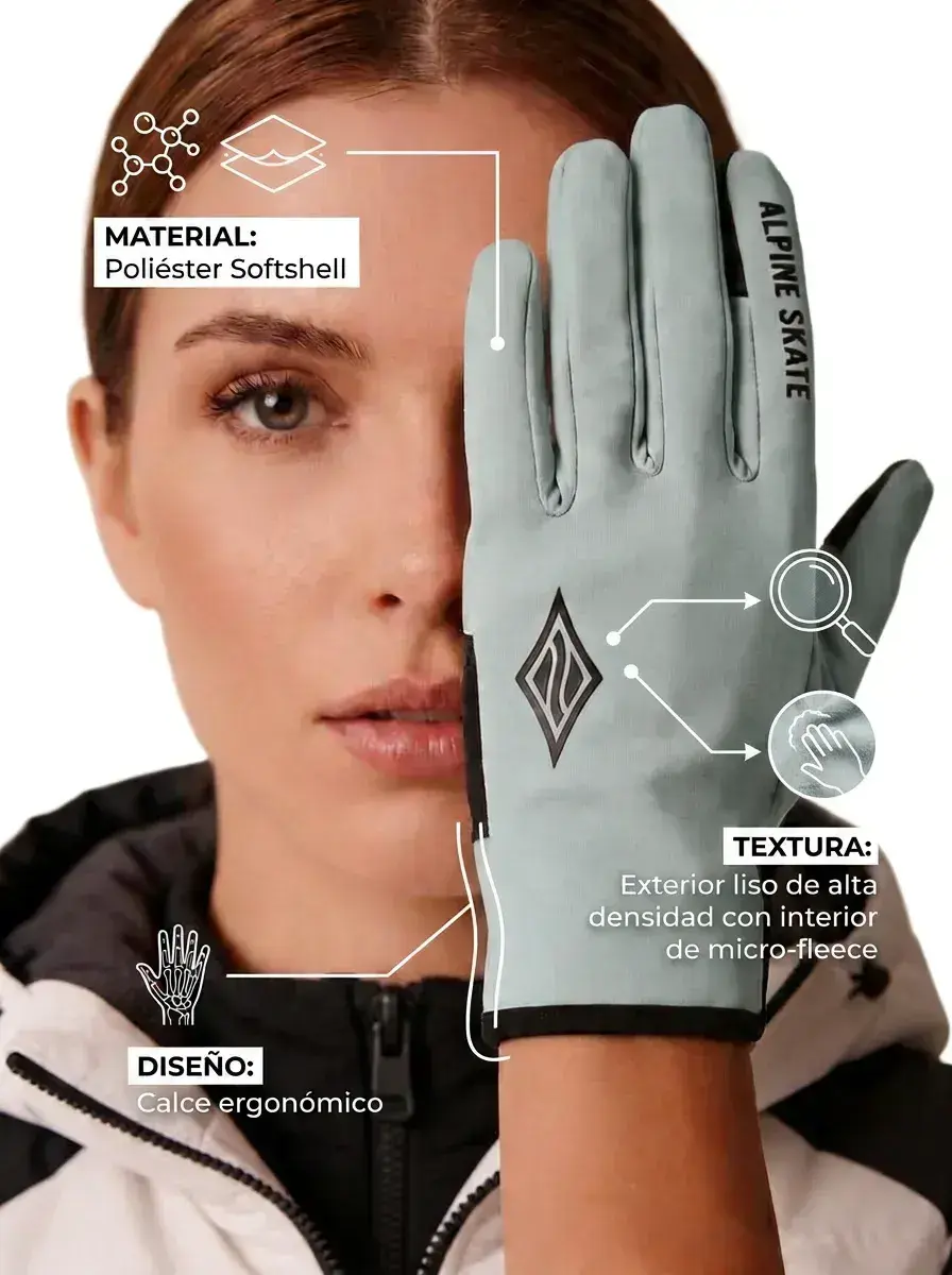 Guantes Deportivos Softshell | Rompeviento | Alpine Skate — Gris