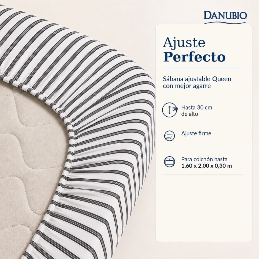 Juego de Sábanas Danubio Stripes Twin Plazas | 144 Hilos — Dominic Smoke A813