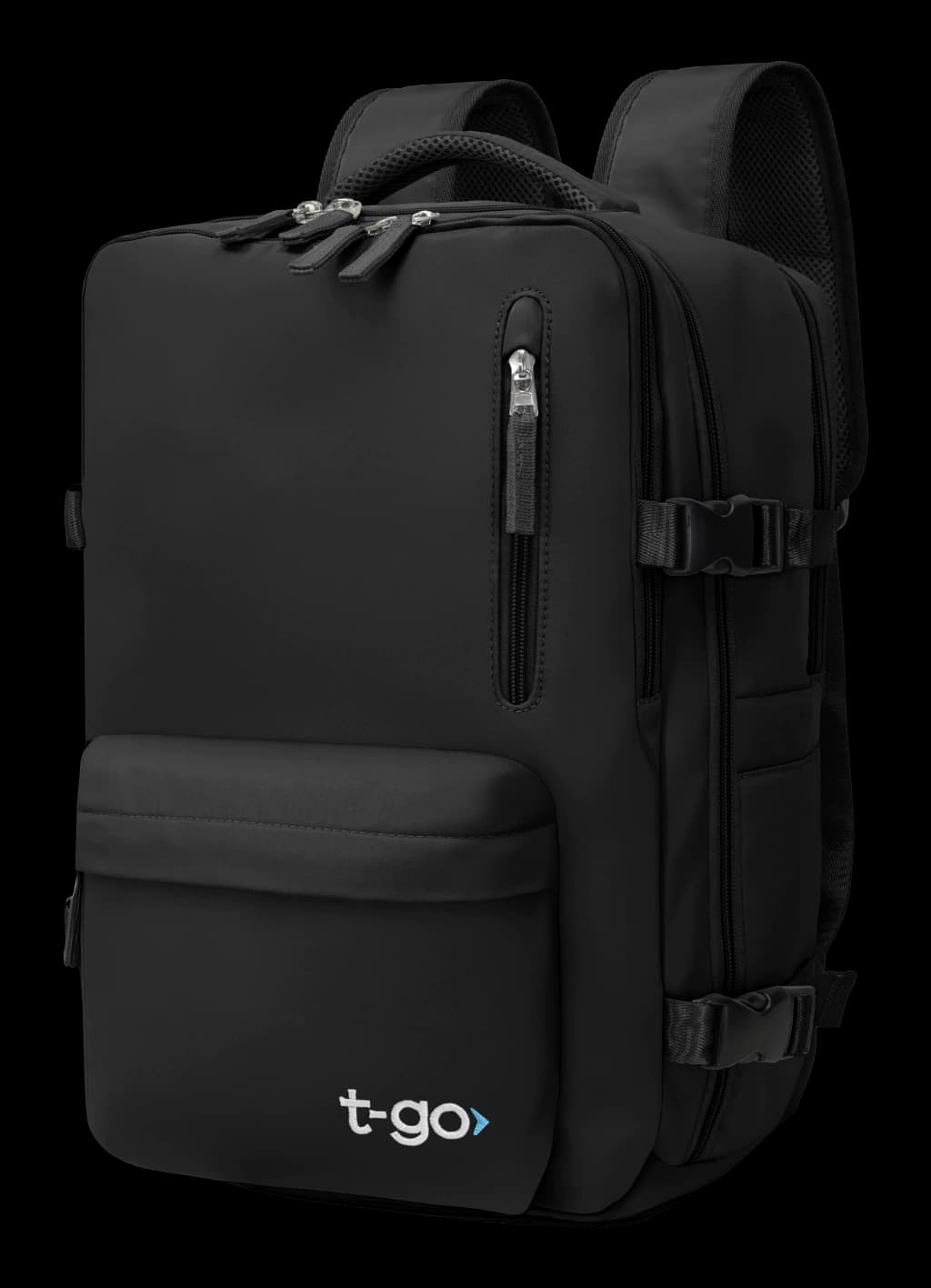Mochila de Viaje para Avión con Porta Notebook y 11 Bolsillos - Modelo EB440 — Negro / Liso