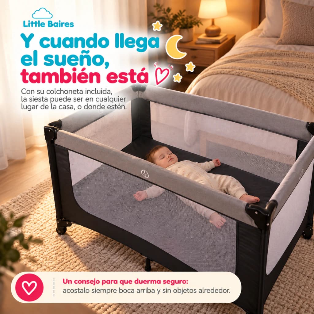 Practicuna Plegable Cuna Corralito Portátil | Little Baires