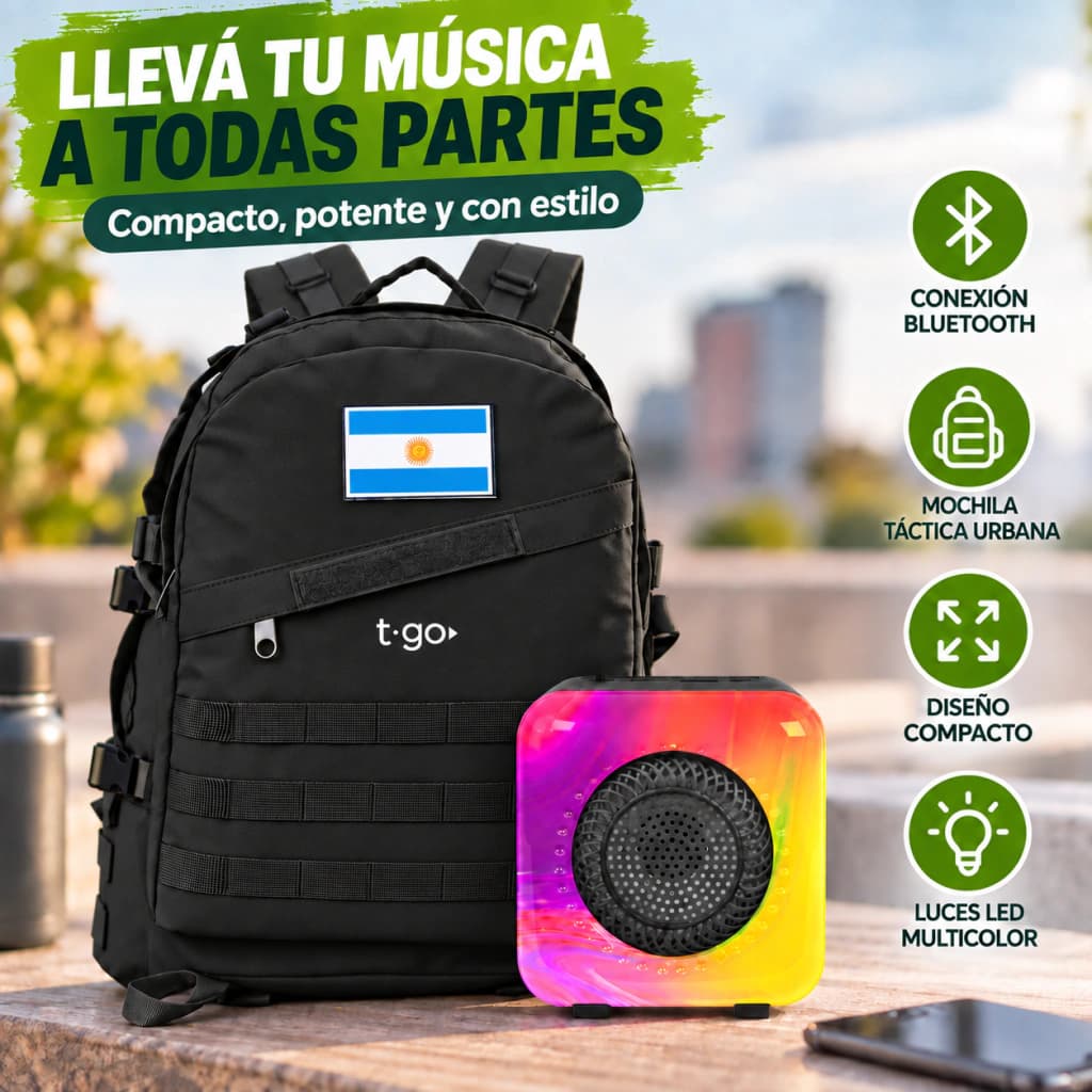 Mochila Táctica Militar 30L T-GO con Parlante Bluetooth Gratis — Camel