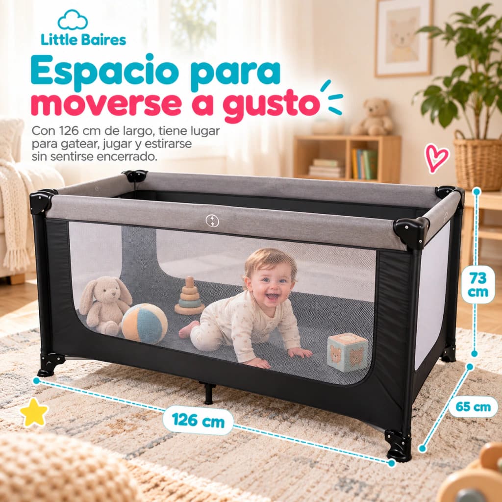 Practicuna Plegable Cuna Corralito Portátil | Little Baires