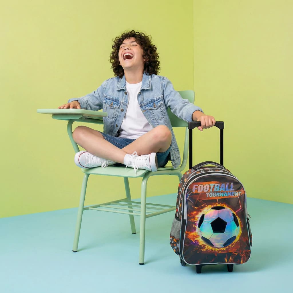 Mochila Escolar con Carrito 18'' Premium Futbol | T-go