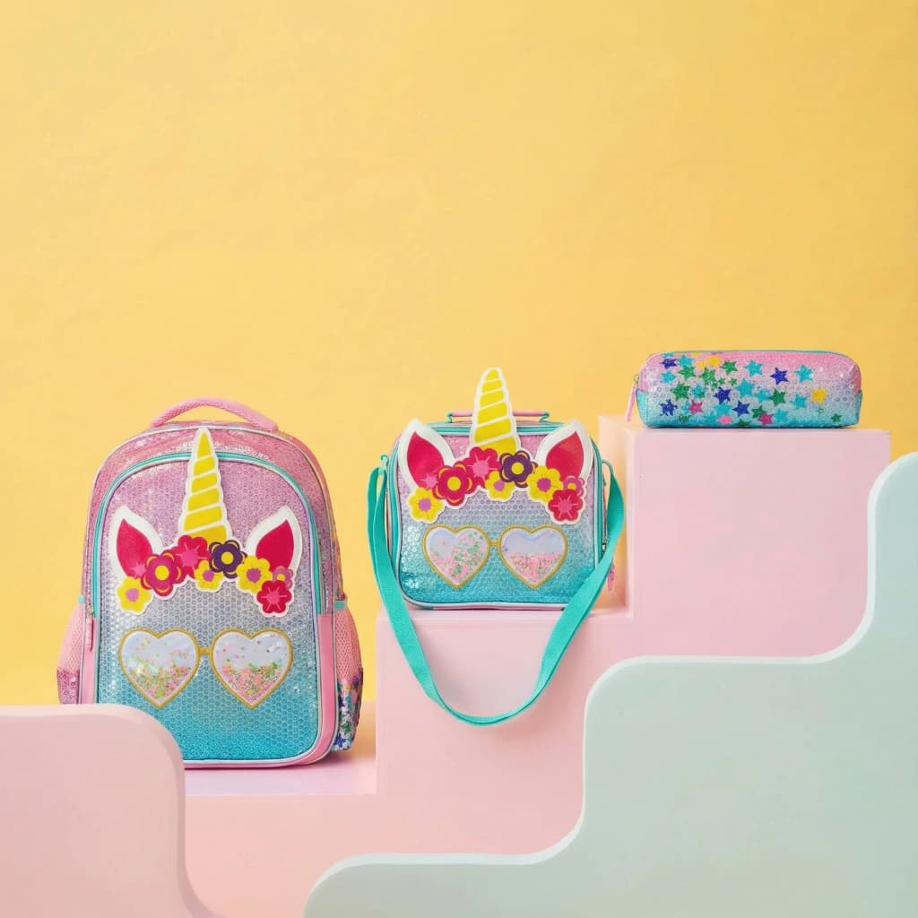Kit Escolar T-Go 3 Piezas Unicornio | Mochila 16" + Lunchera Térmica + Cartuchera
