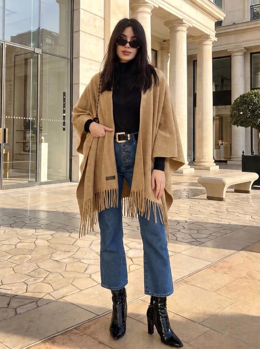Ruana Poncho de Mujer | Trendy — Camel