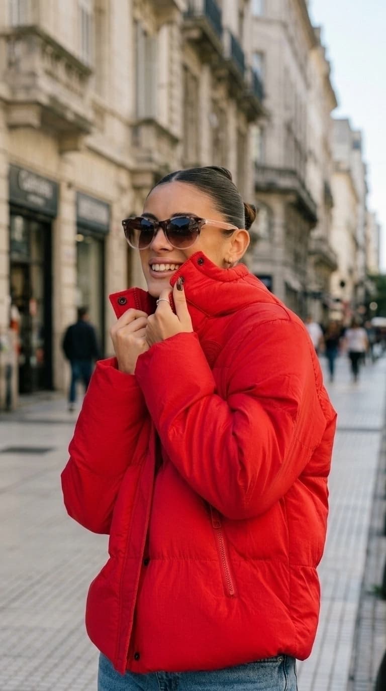 Campera Puffer con Capucha | Oreiro Love — Rojo / Lisa / L