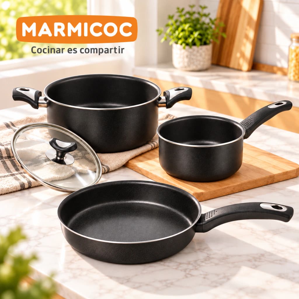 Set Batería Cocina Marmicoc 4 Piezas Antiadherente Ollas 20/16cm Sartén