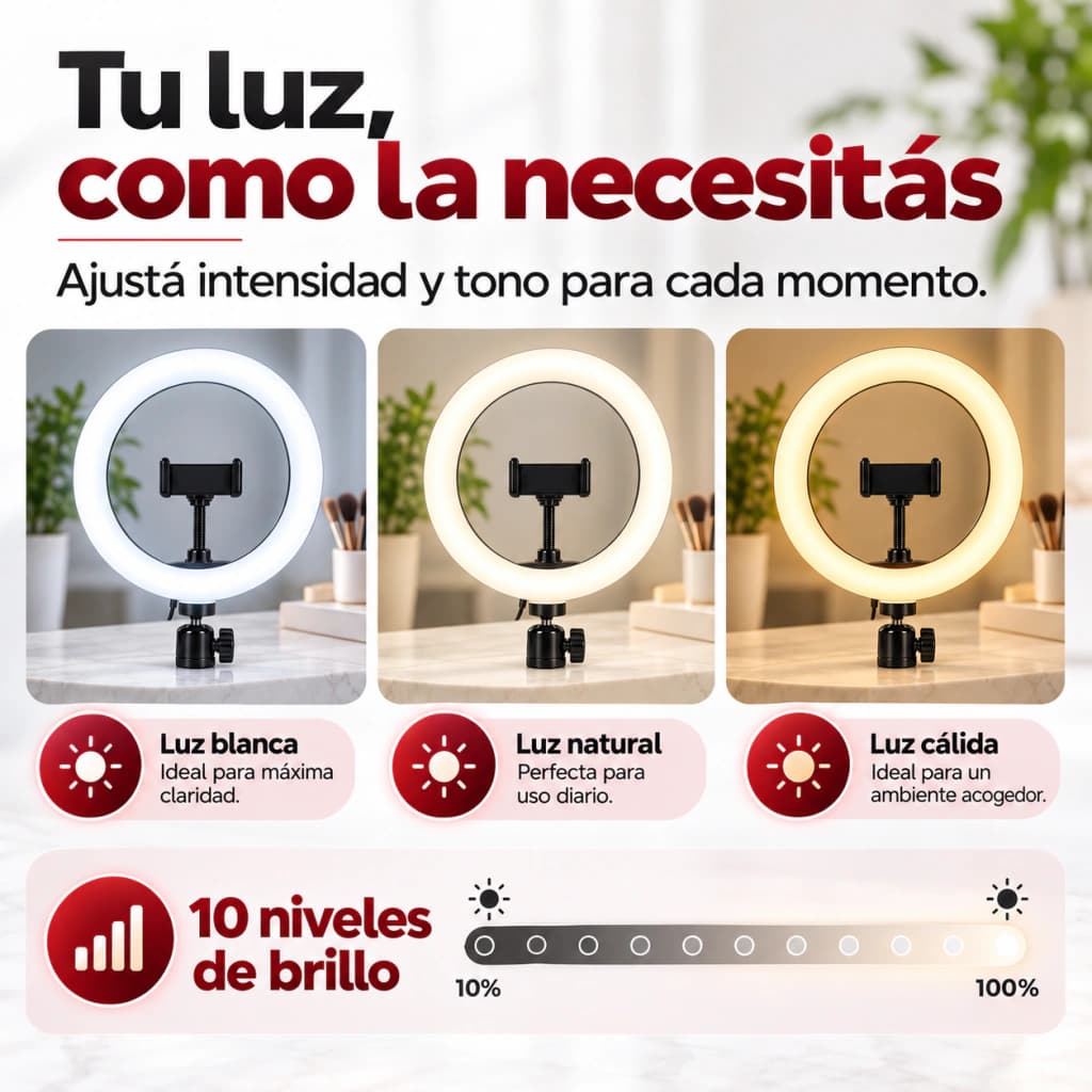 Aro De Luz Led Make Up Maquillaje Celular Ring Tik Tok Redes