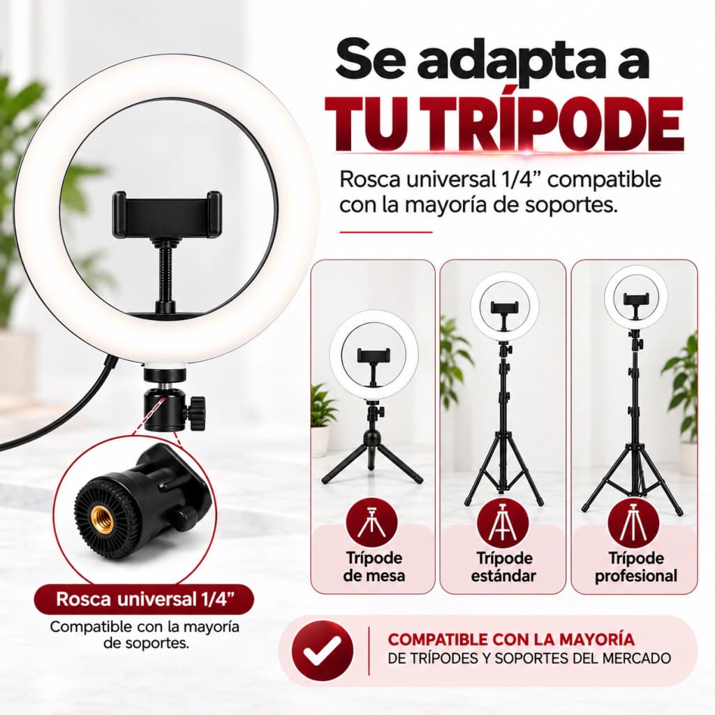 Aro De Luz Led Make Up Maquillaje Celular Ring Tik Tok Redes