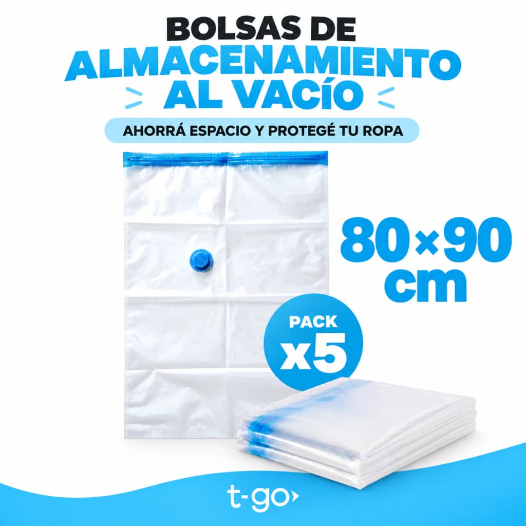Set x5 Bolsas al Vacío | Tamaño Extra Grande (80x90 cm) | T-go