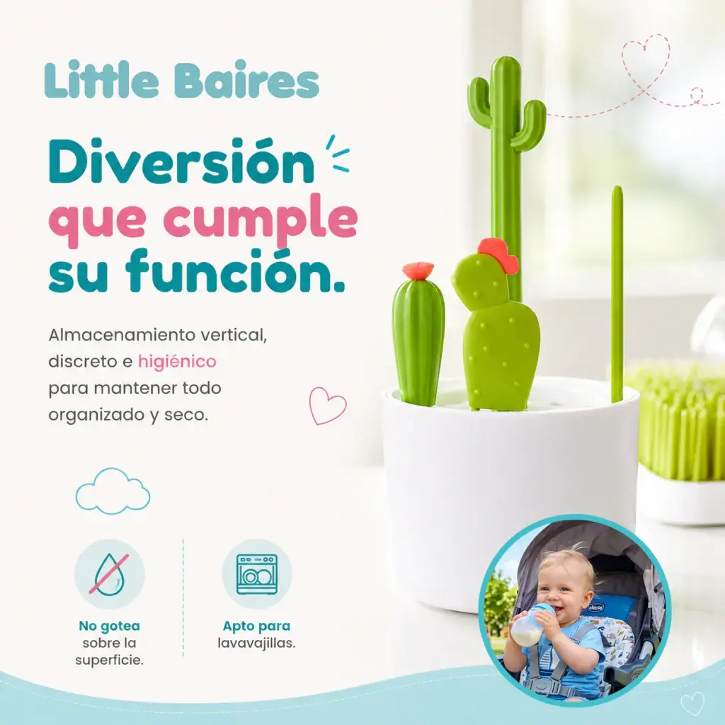Practicuna Corralito Little Baires con Puerta Lateral + Set Cepillos Cactus