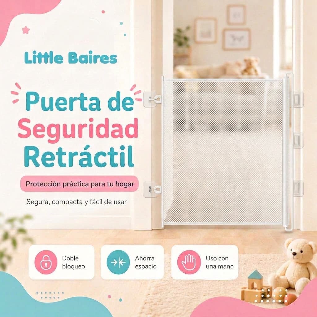 Puerta Barrera de Seguridad Retráctil Enrollable 130x78 cm — Blanco