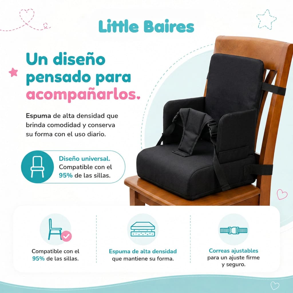 Asiento Elevador Bebé Plegable y Portátil | Little Booster — Gris