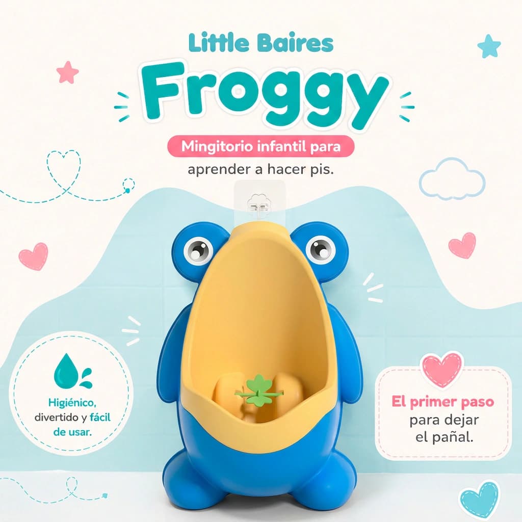Mingitorio Infantil Ranita con Molinito y Ventosas | Orinal — Azul