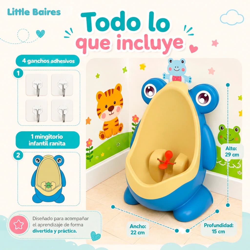 Mingitorio Infantil Ranita con Molinito y Ventosas | Orinal — Azul