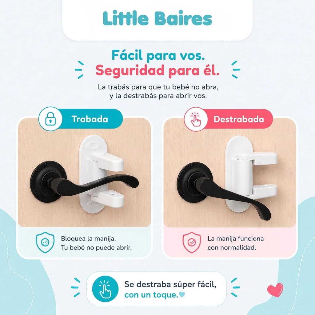 Pack x2 Traba Picaporte de Seguridad para Puertas | Bebés