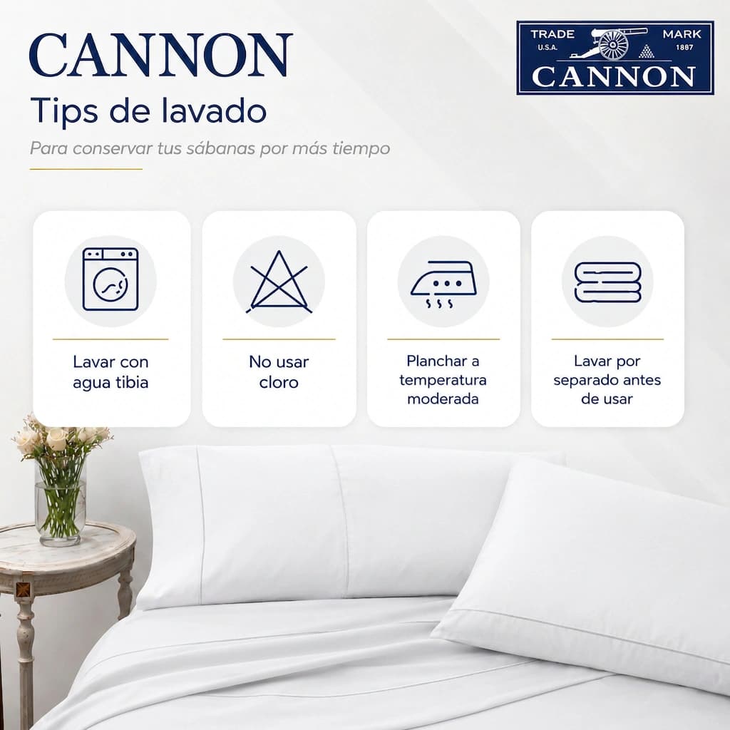 Juego de Sábanas King Size 200 Hilos | 100% Algodón Premium | Cannon Colors — Blanco