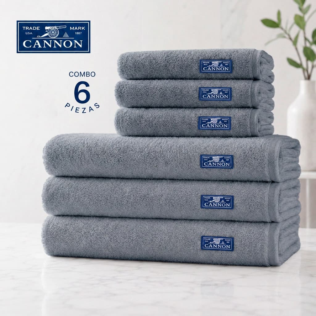 Combo Hotelero Cannon 520g | 3 Toallones + 3 Toallas 100% Algodón — Gris