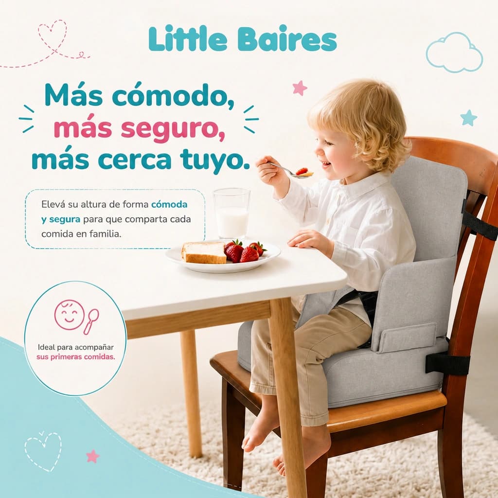 Asiento Elevador Bebé Plegable y Portátil | Little Booster — Gris
