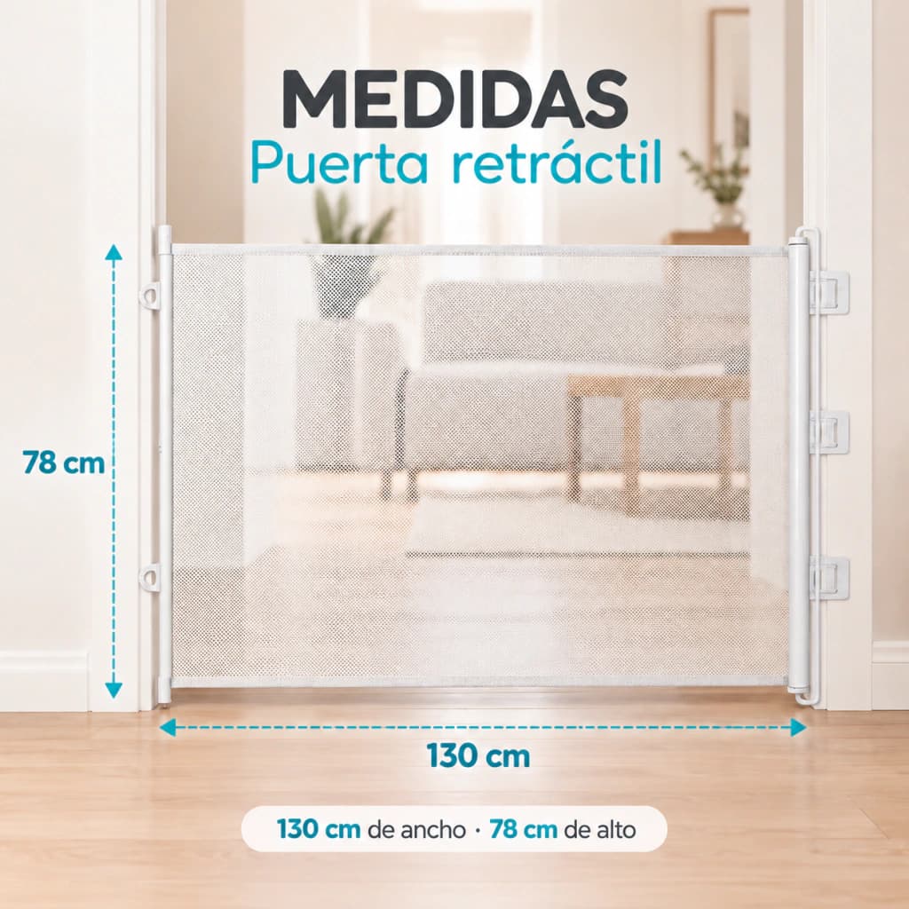 Separador De Ambientes Retráctil Barrera Divisoria División Inteligente 110x78 cm — Blanco