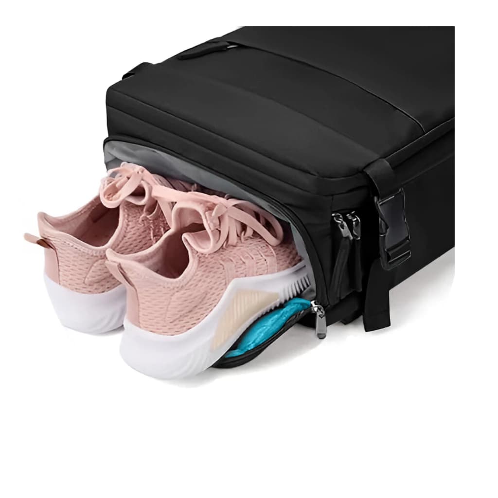 Mochila Inteligente de Viaje T-GO EM240 Impermeable con USB y Bolsillo para Zapatillas - Estilo Carry On — ROSA / Liso
