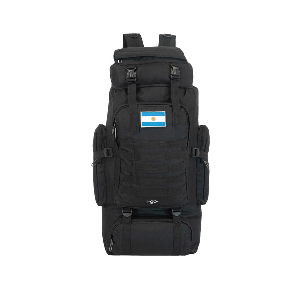 Mochila Trekking y Camping 70 Litros T-Go | Nylon Reforzado con Sistema Air Fluid — Negro / Liso