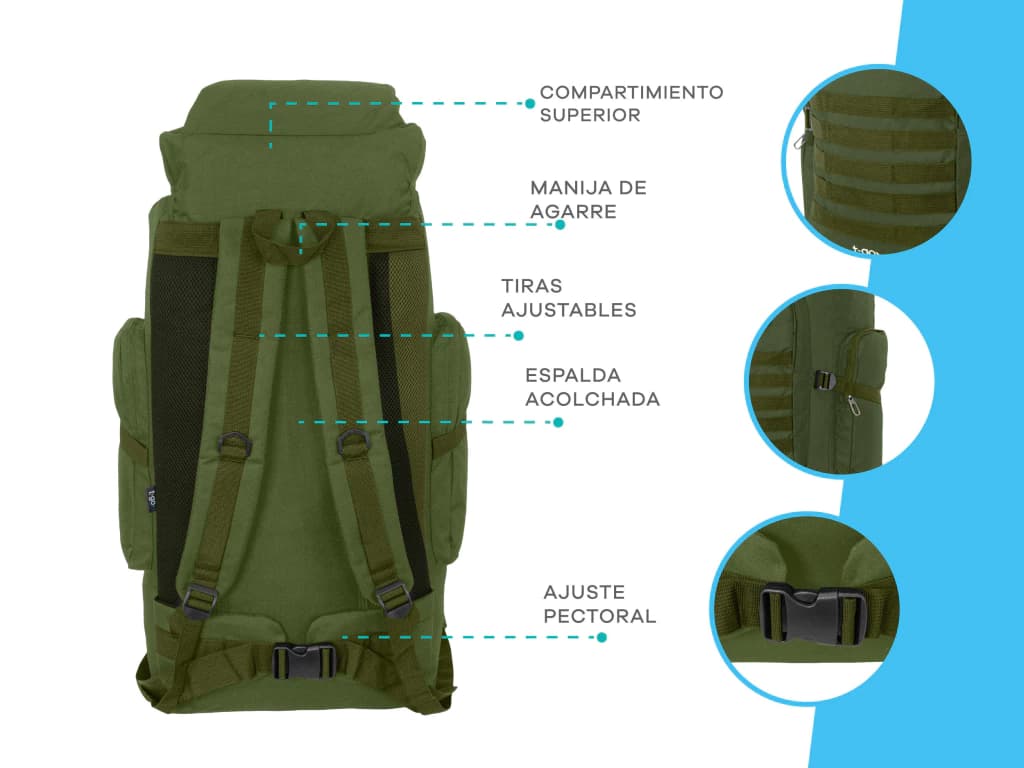 Combo Aventura: Mochila 70 Litros + Aislante Térmico Aluminizado | T-Go
