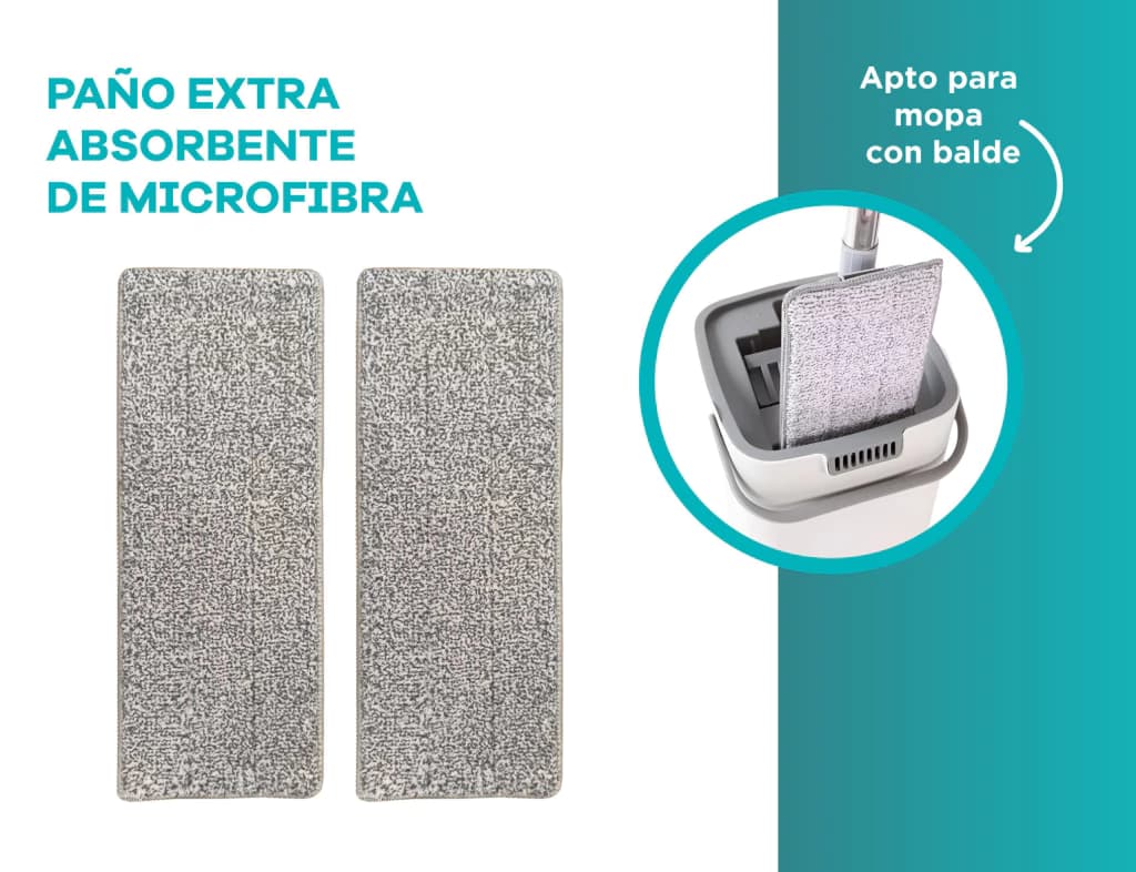 Mopa Plana Inteligente con Balde Doble | Simple Home — Gris