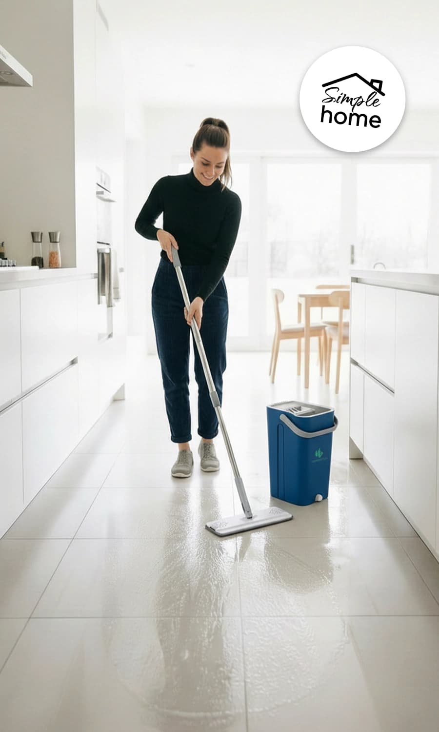 Mopa Plana Inteligente con Balde Doble | Simple Home — Azul