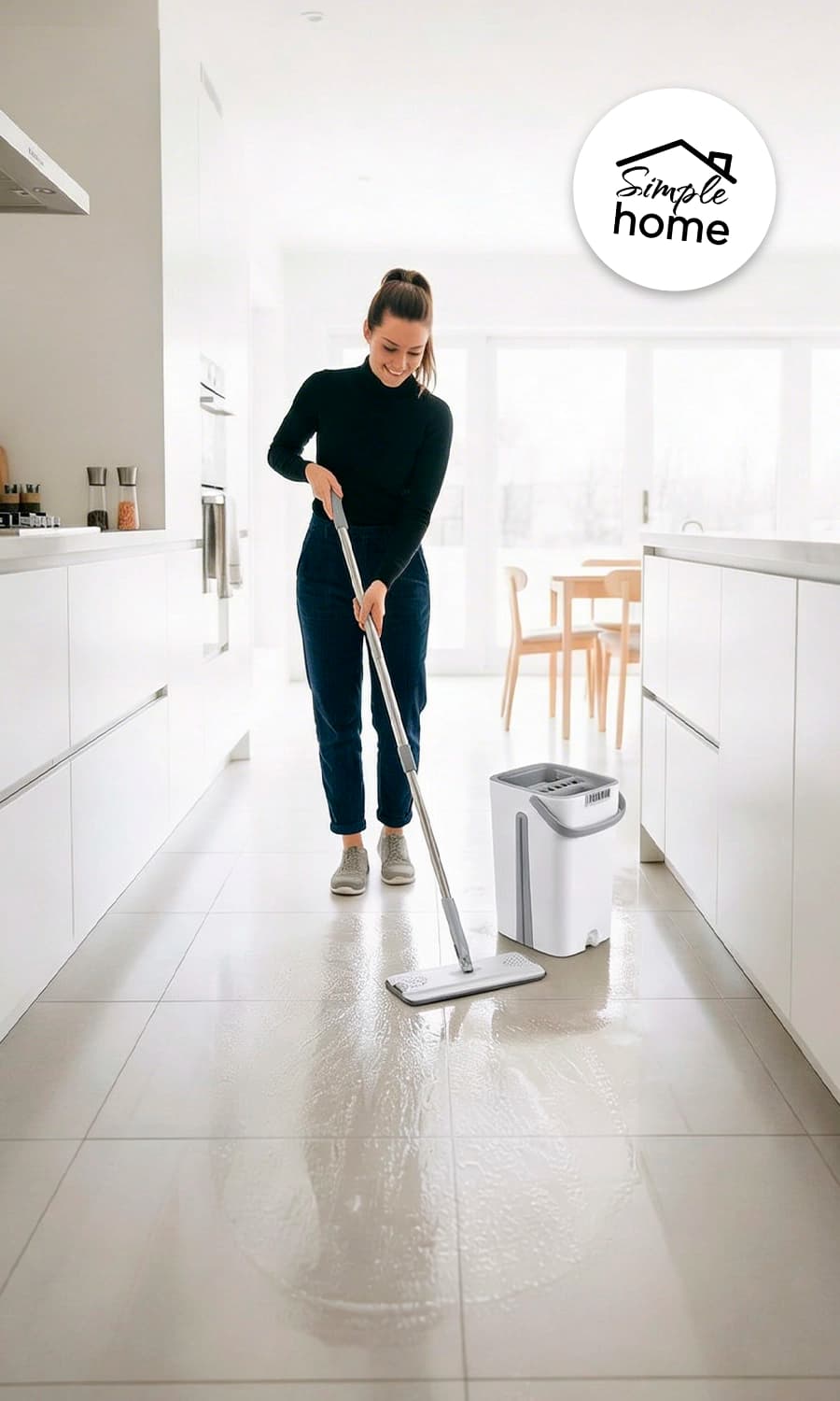 Mopa Plana Inteligente con Balde Doble | Simple Home — Gris