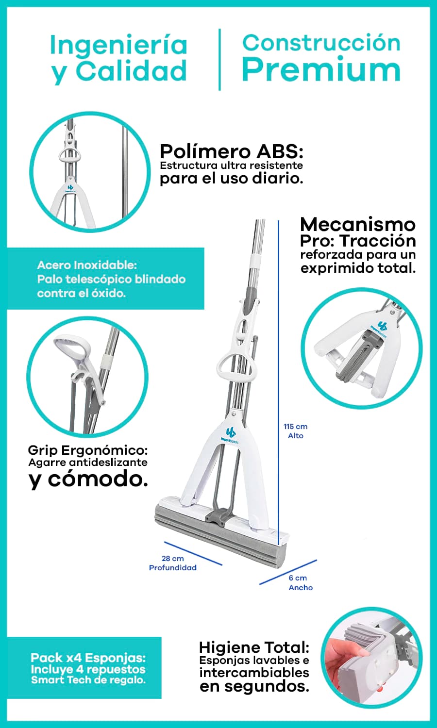 Lampazo Mopa Mágica con Escurridor | Simple Home — Celeste