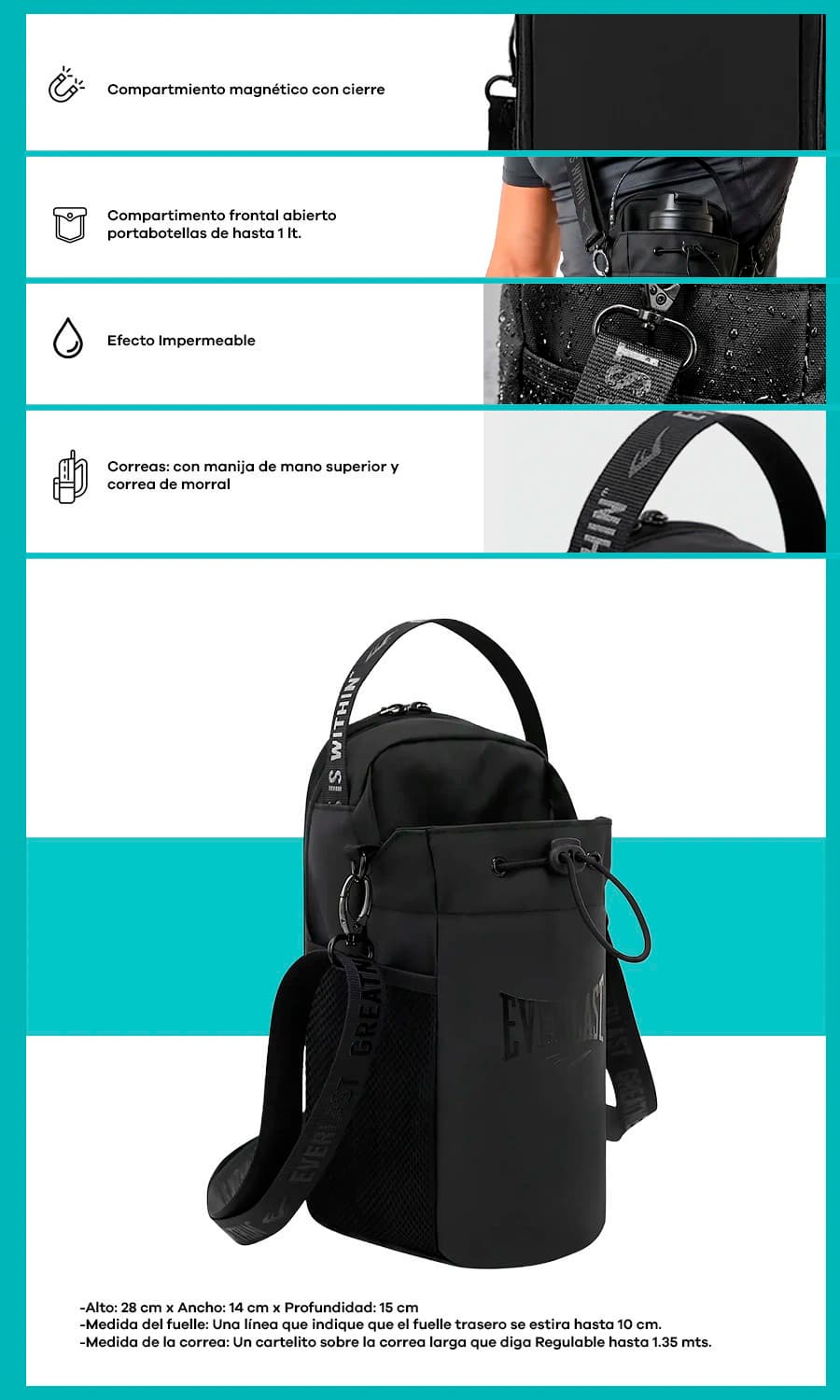 Morral Magnético para Gimnasio | Bolso Expandible | Everlast