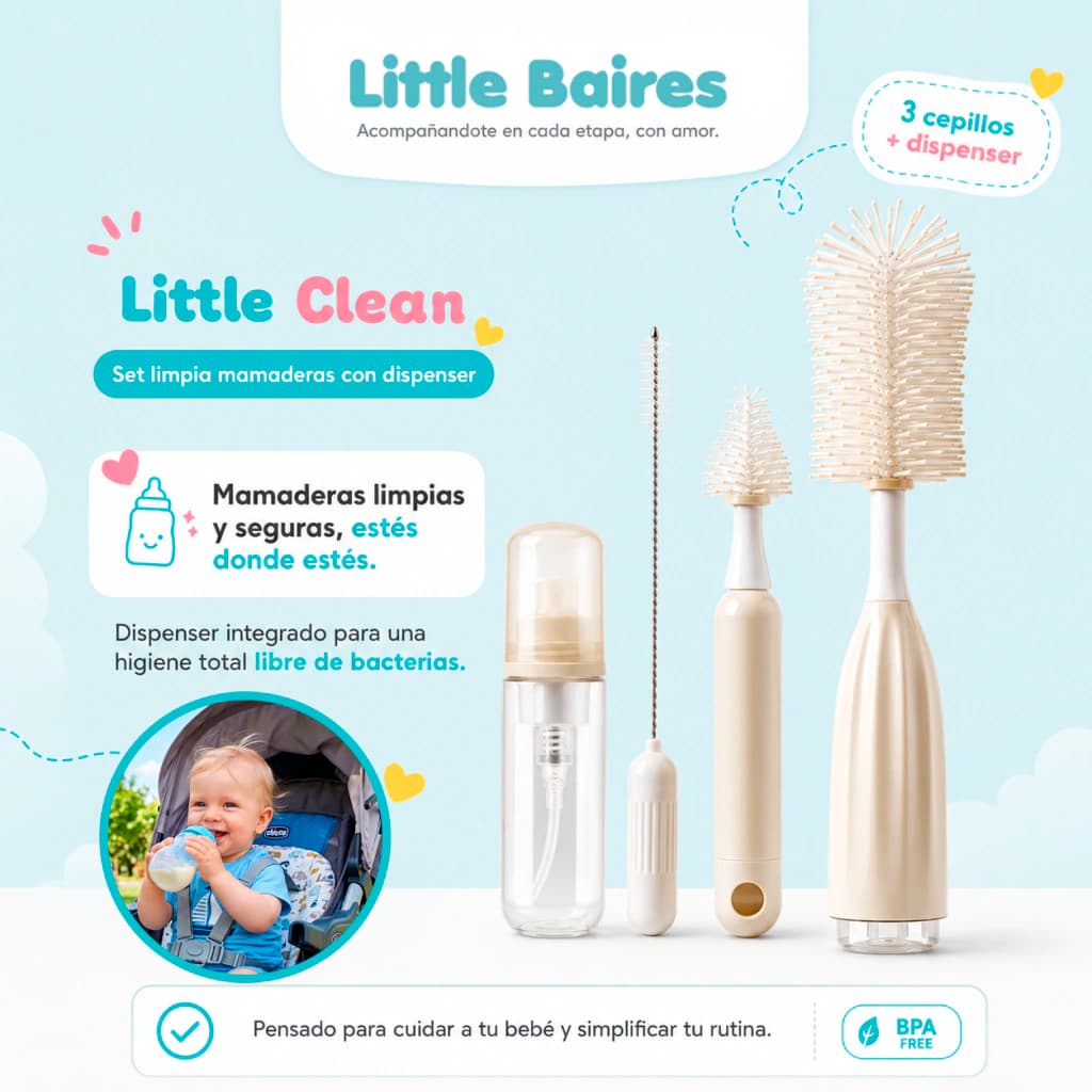 Set Limpia Mamaderas 4 en 1 con Dispenser | Silicona BPA Free