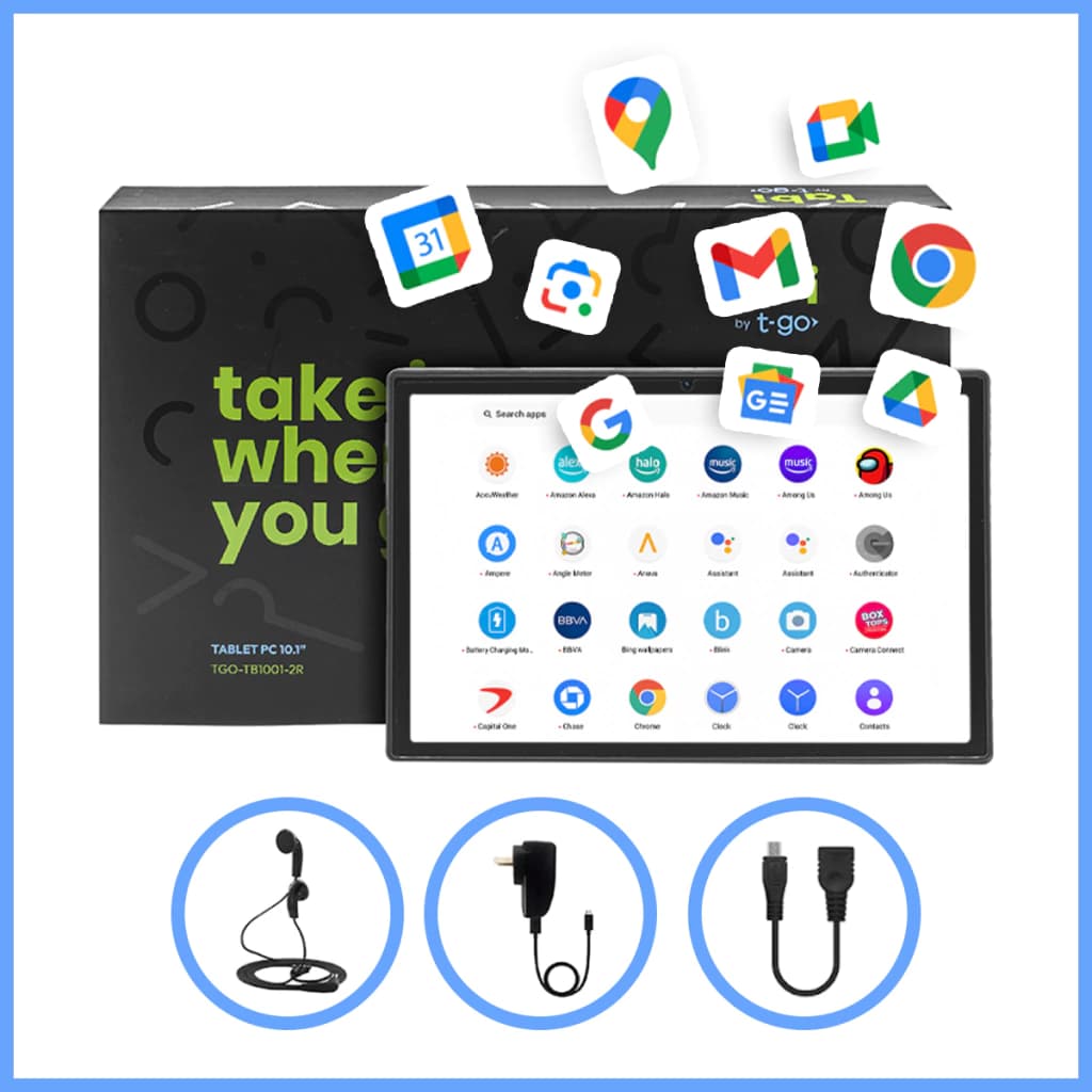 Tablet T-GO Atlas 10" Android 14 con Funda Libro — GRIS