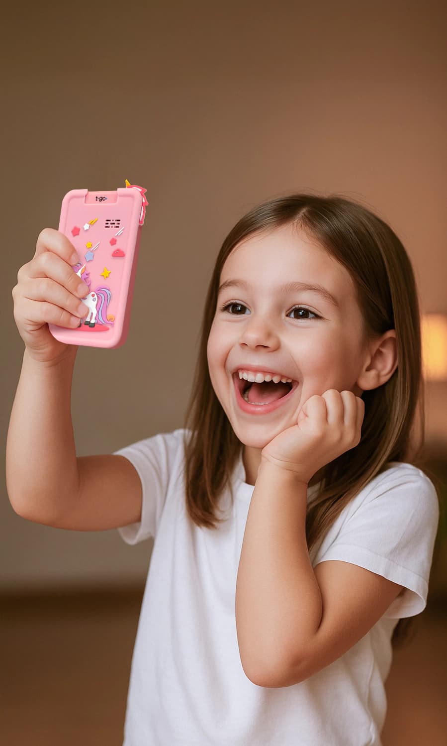 Cámara Celular Infantil T-GO Tipo Teléfono Smartphone Kid's Phone + Memoria 32GB — ROSA