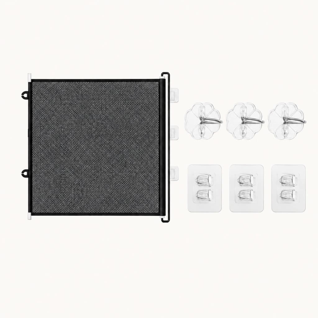 Separador De Ambientes Retráctil Barrera Divisoria División Inteligente 110x78 cm — Negro