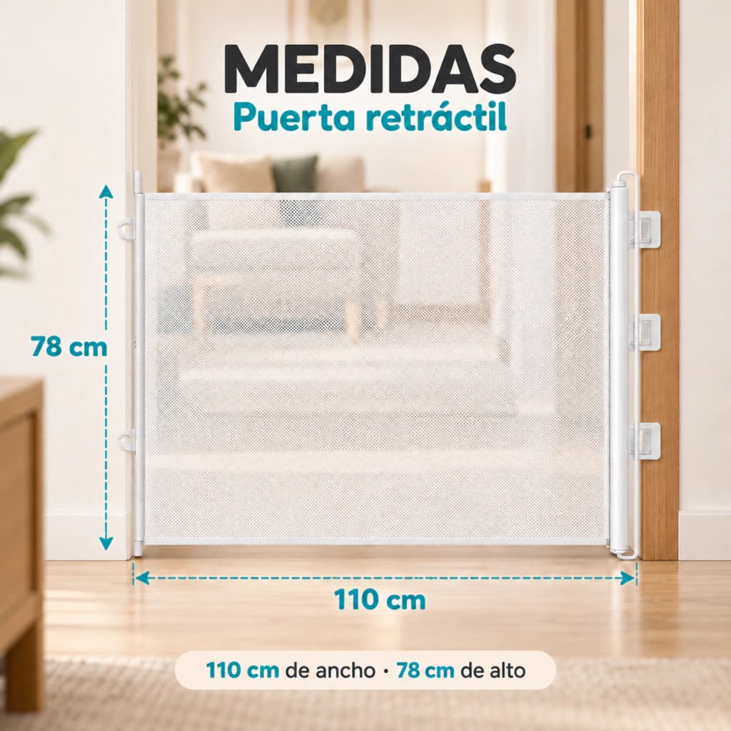 Separador De Ambientes Retráctil Barrera Divisoria División Inteligente 110x78 cm — Blanco