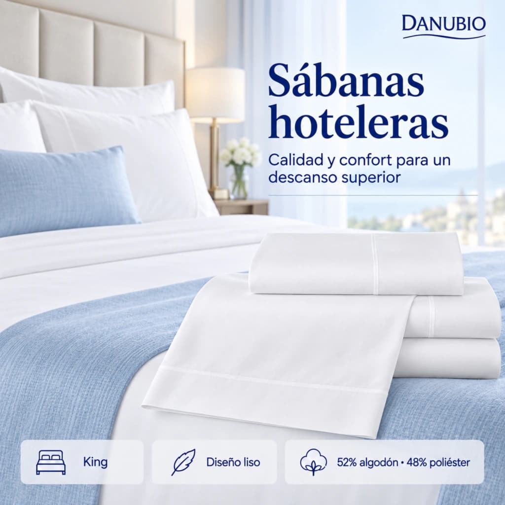 Juego de Sábanas Danubio Colors King Size 144 Hilos — Blanco