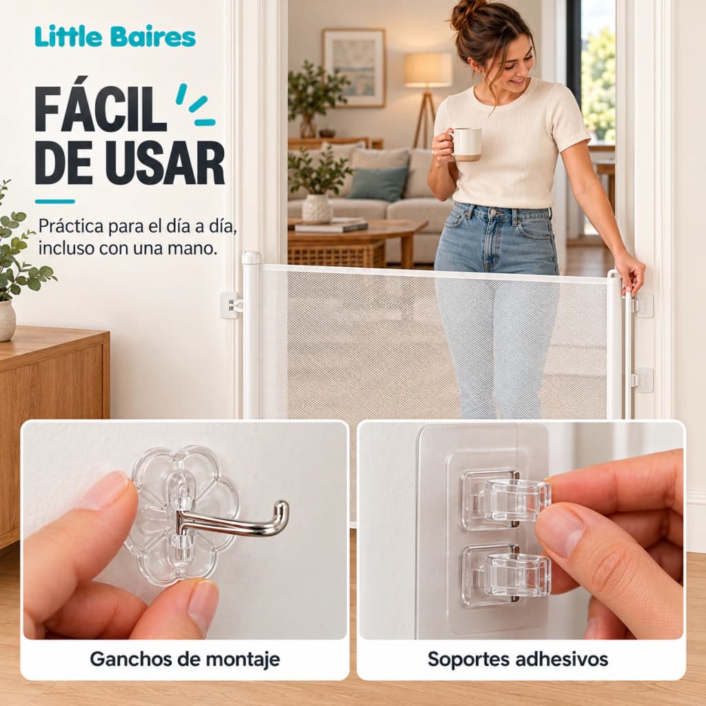 Separador De Ambientes Retráctil Barrera Divisoria División Inteligente 110x78 cm — Blanco